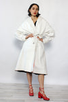 1950s White Leather Flare Coat S-L
