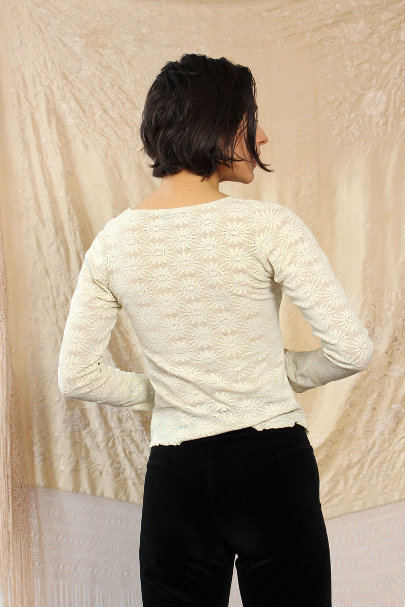 Cream Floral Lace Top XS/S
