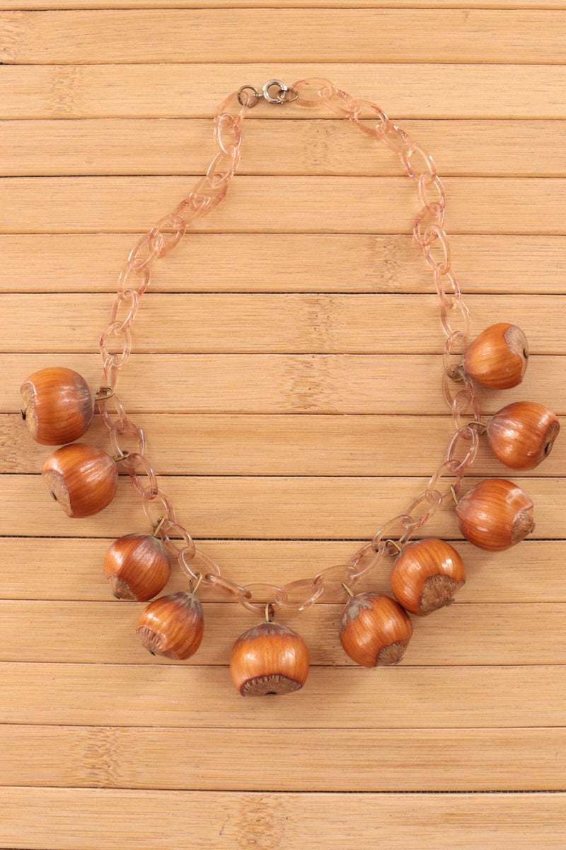 Acorn Celluloid Chain 1940s Necklace
