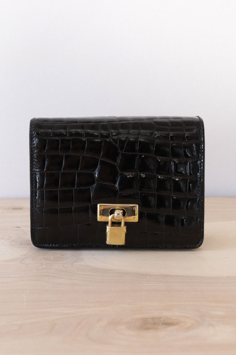 Italian Leather Lock Fob Mini-Box Bag