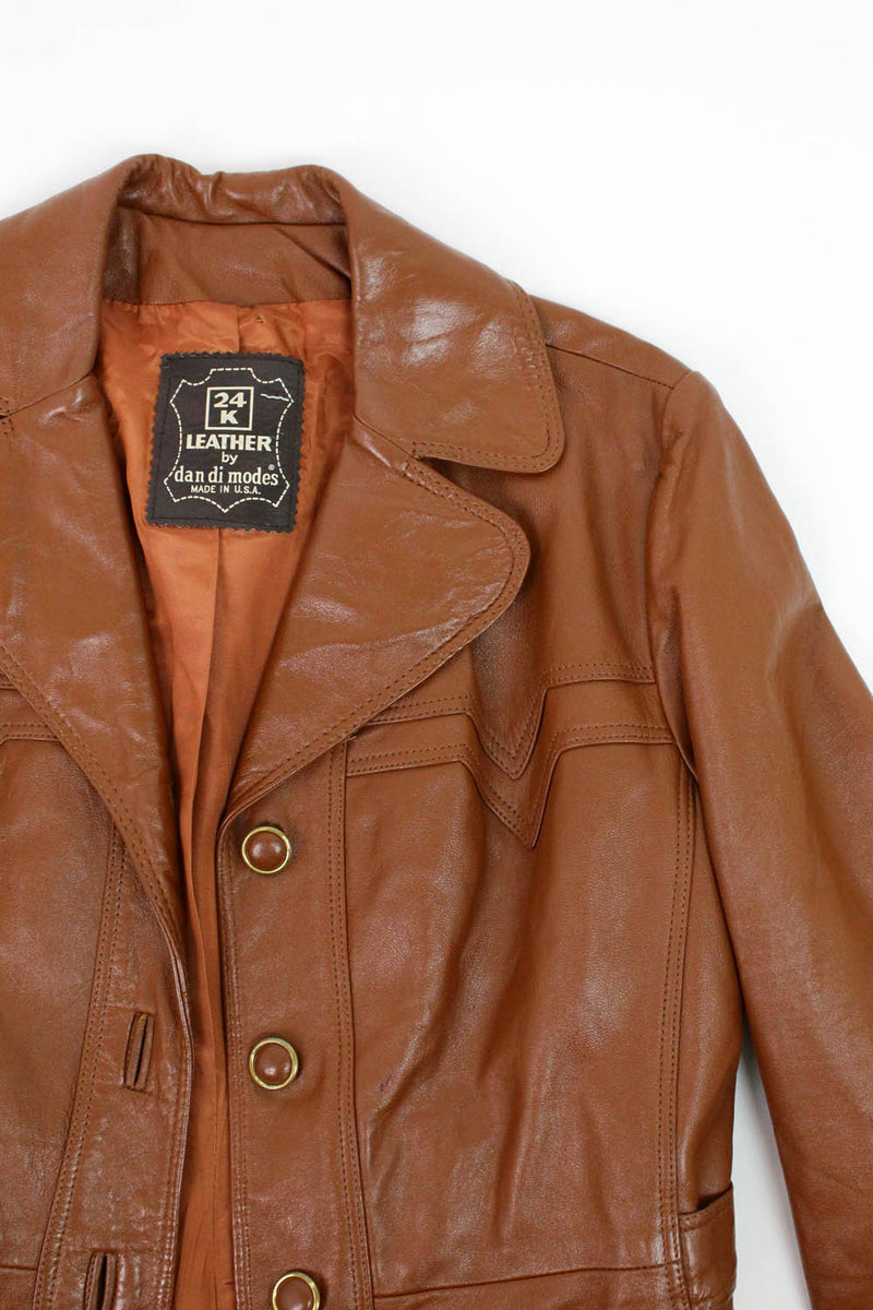 70's leather jacket detail