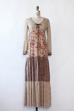Mixed Print Boho Peasant Dress S/M