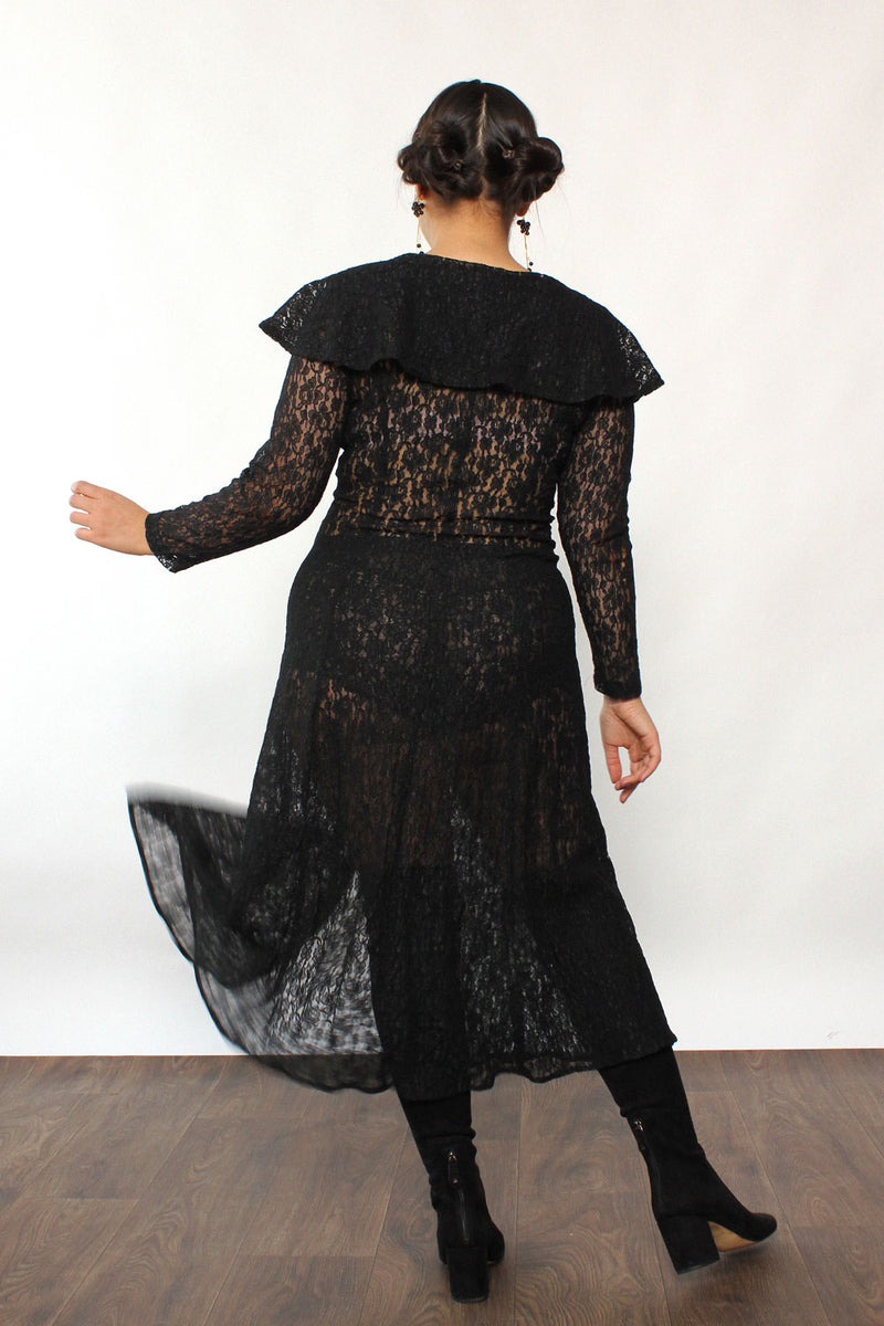 Caped Lace Tea Dress M/L