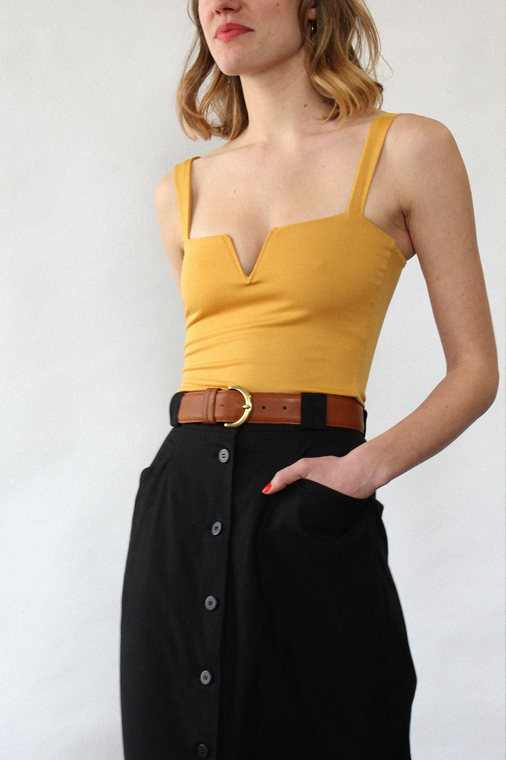 French Buttondown Pencil Skirt XS