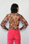 Metallic Floral Pussybow Blouse XS