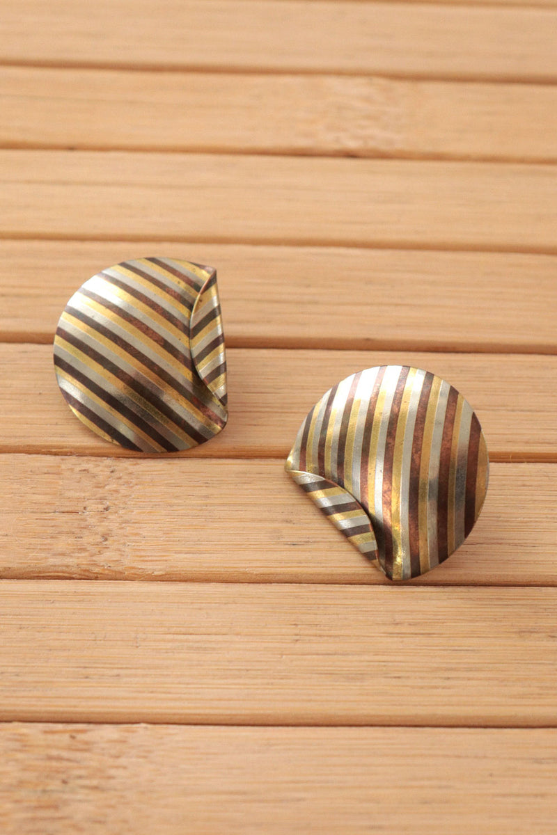 Striped Metal Fold Earrings