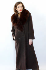 Cocoa Fox Fur Cashmere Coat M