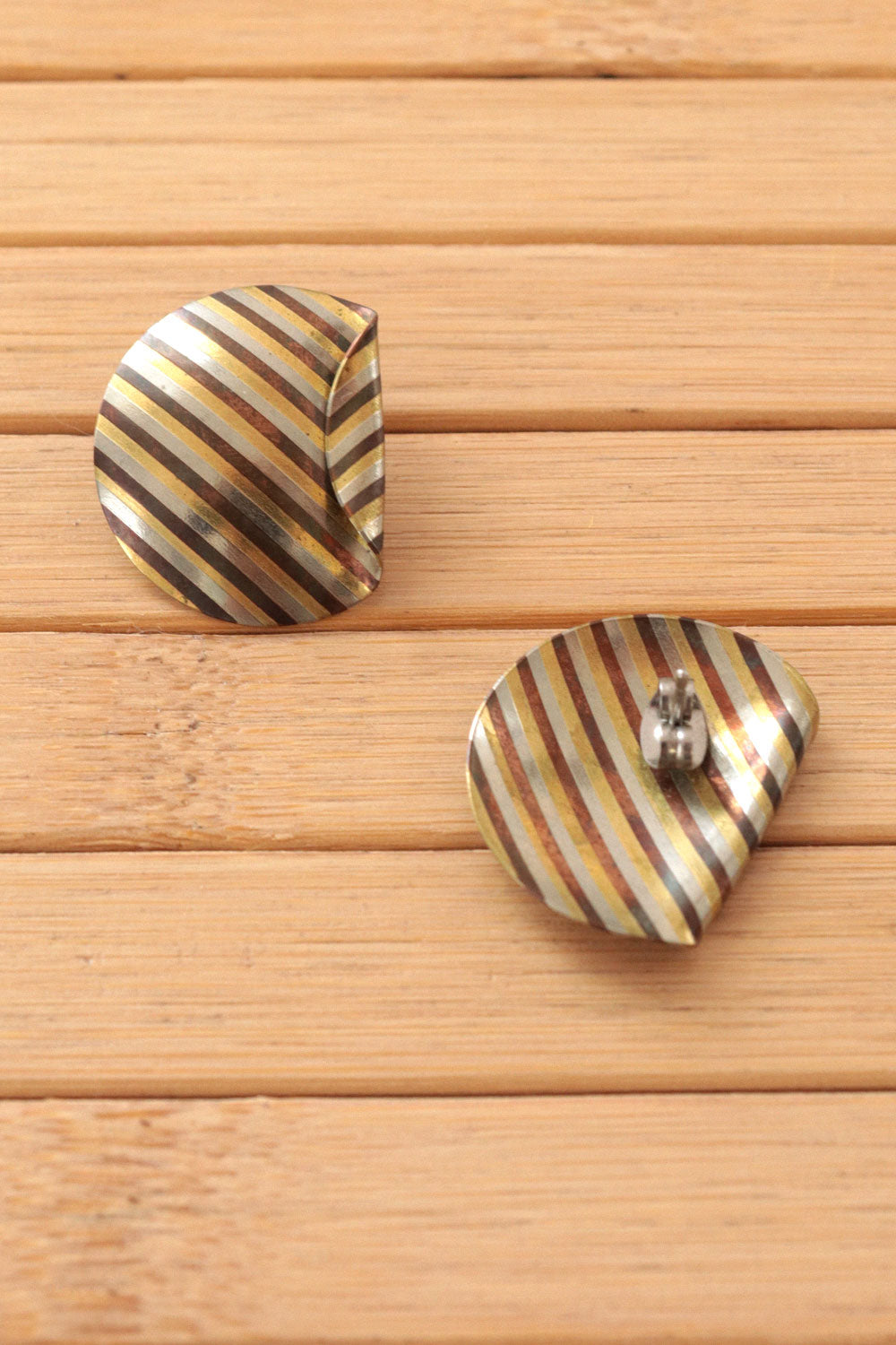 Striped Metal Fold Earrings