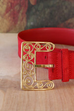 Cranberry Suede Filigree Belt