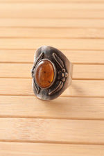 Sterling Amber Shield Ring