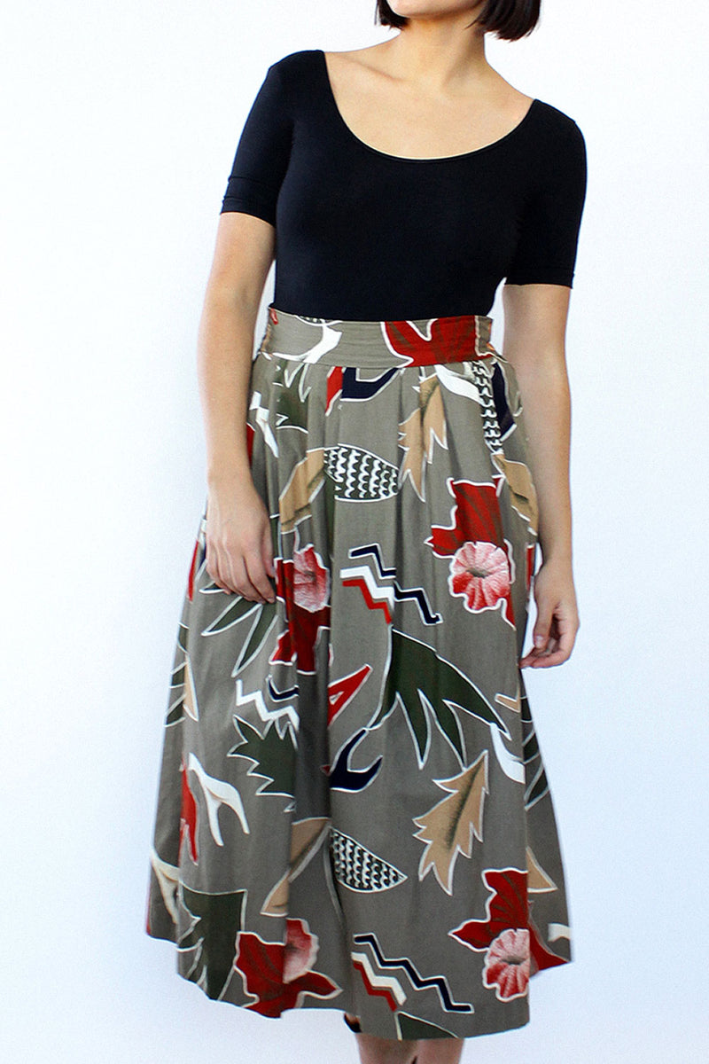 Abstract Nature Cotton Skirt L/XL