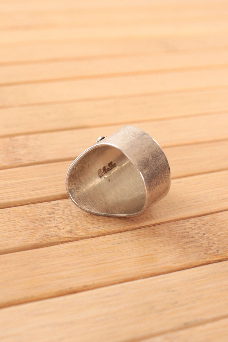 Sterling Amber Shield Ring