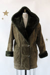 Moss Sherpa Suede Coat S/M