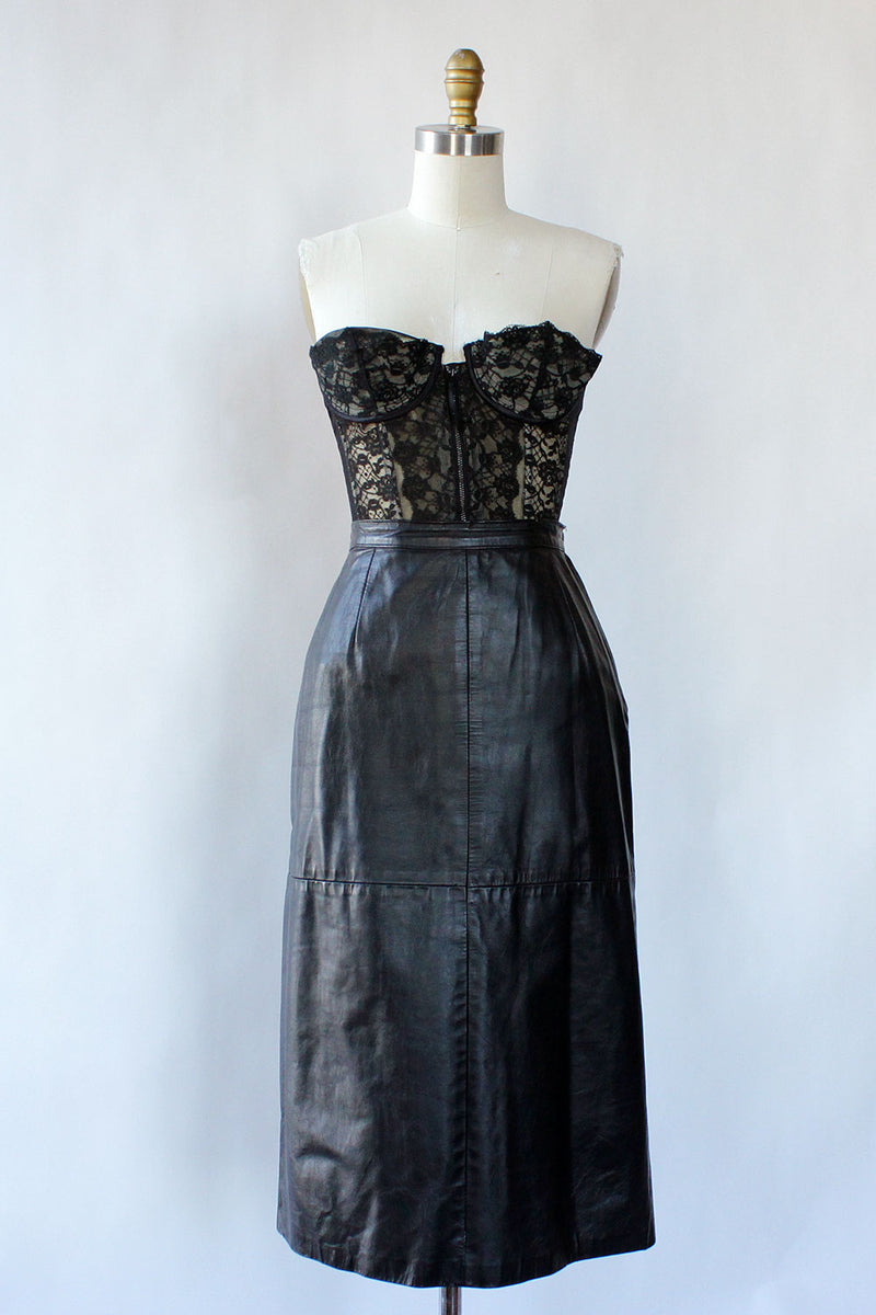 Madonna Black Leather Skirt XS/S
