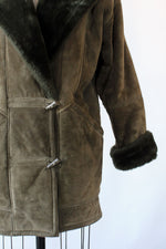 Moss Sherpa Suede Coat S/M