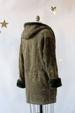 Moss Sherpa Suede Coat S/M