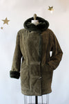 Moss Sherpa Suede Coat S/M