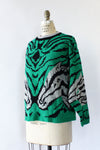 Green Metallic Zebra Sweater S/M/L
