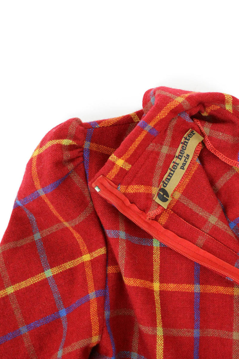 60s Collared Plaid Dress XS