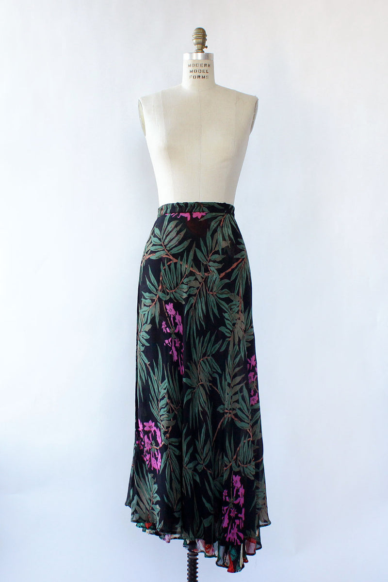 Reversible Floral Chiffon Skirt M/L