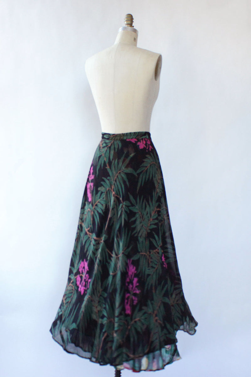 Reversible Floral Chiffon Skirt M/L