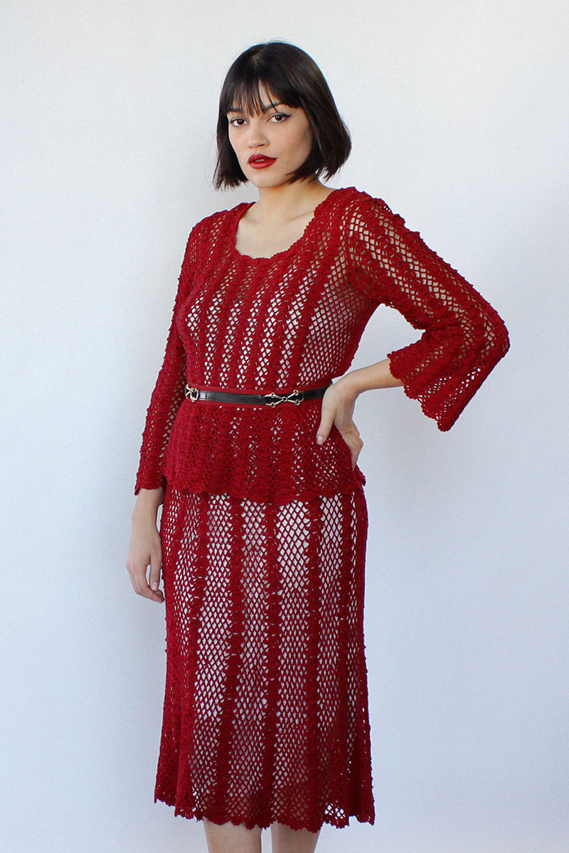 Ruby Crochet Skirt Set M