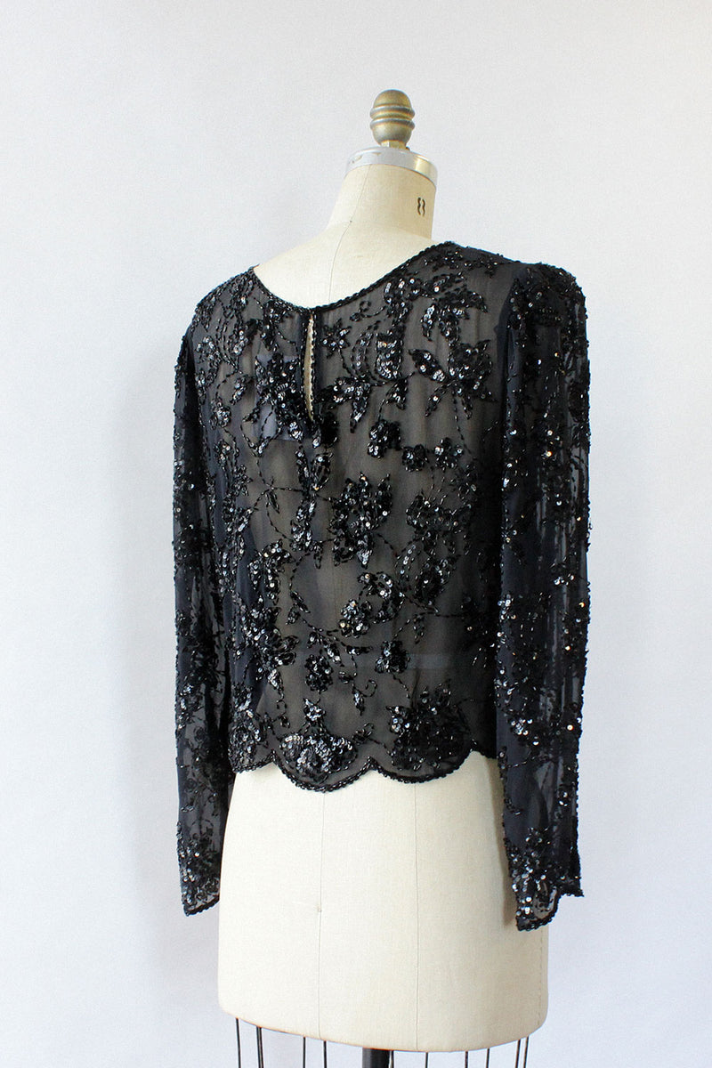 Sheer Beaded Top M