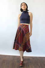 Chesterfield Plaid Flare Skirt S