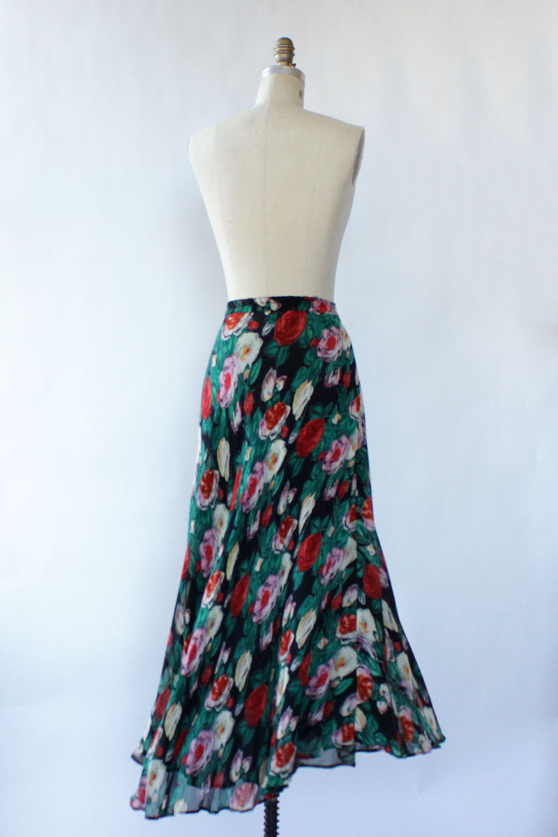 Reversible Floral Chiffon Skirt M/L