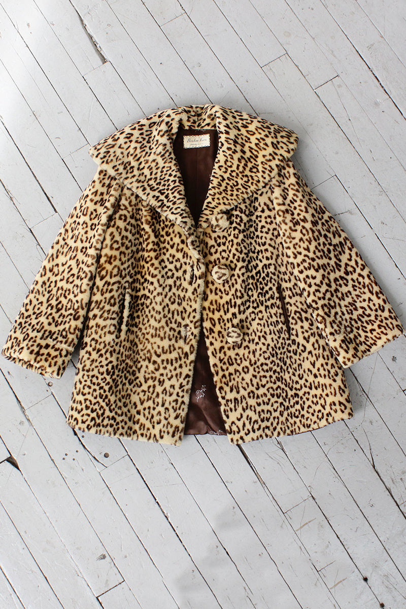 Faux Fur Leopard Swing Coat M OMNIA