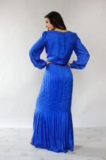 Cobalt Silk Pleated Maxi S/M