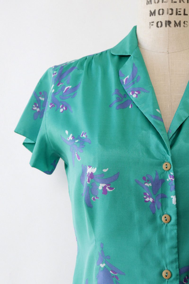 Teal Blueberry Buttondown S