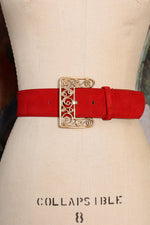 Cranberry Suede Filigree Belt
