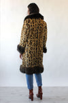Leopard Print Fur Trim Coat S/M