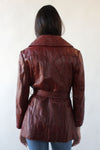 Supple Burgundy Leather Belted Jacket M
