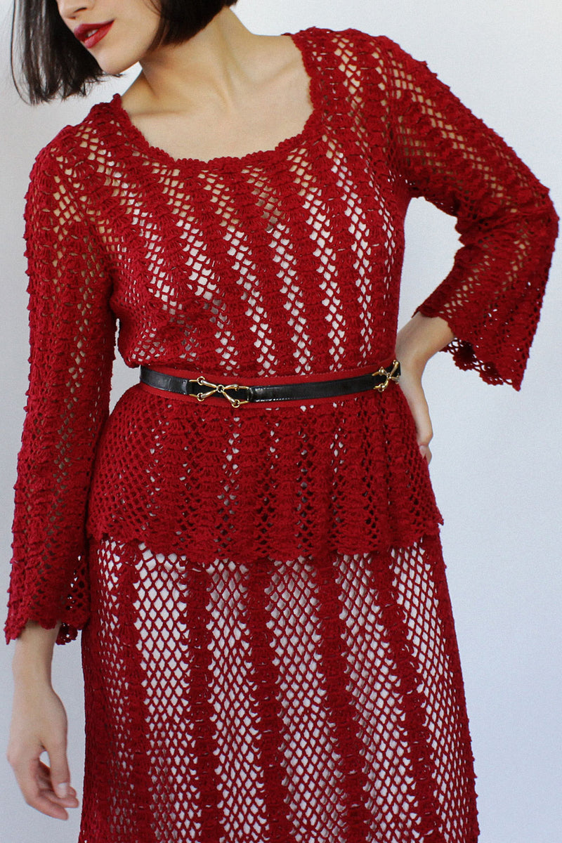 Ruby Crochet Skirt Set M