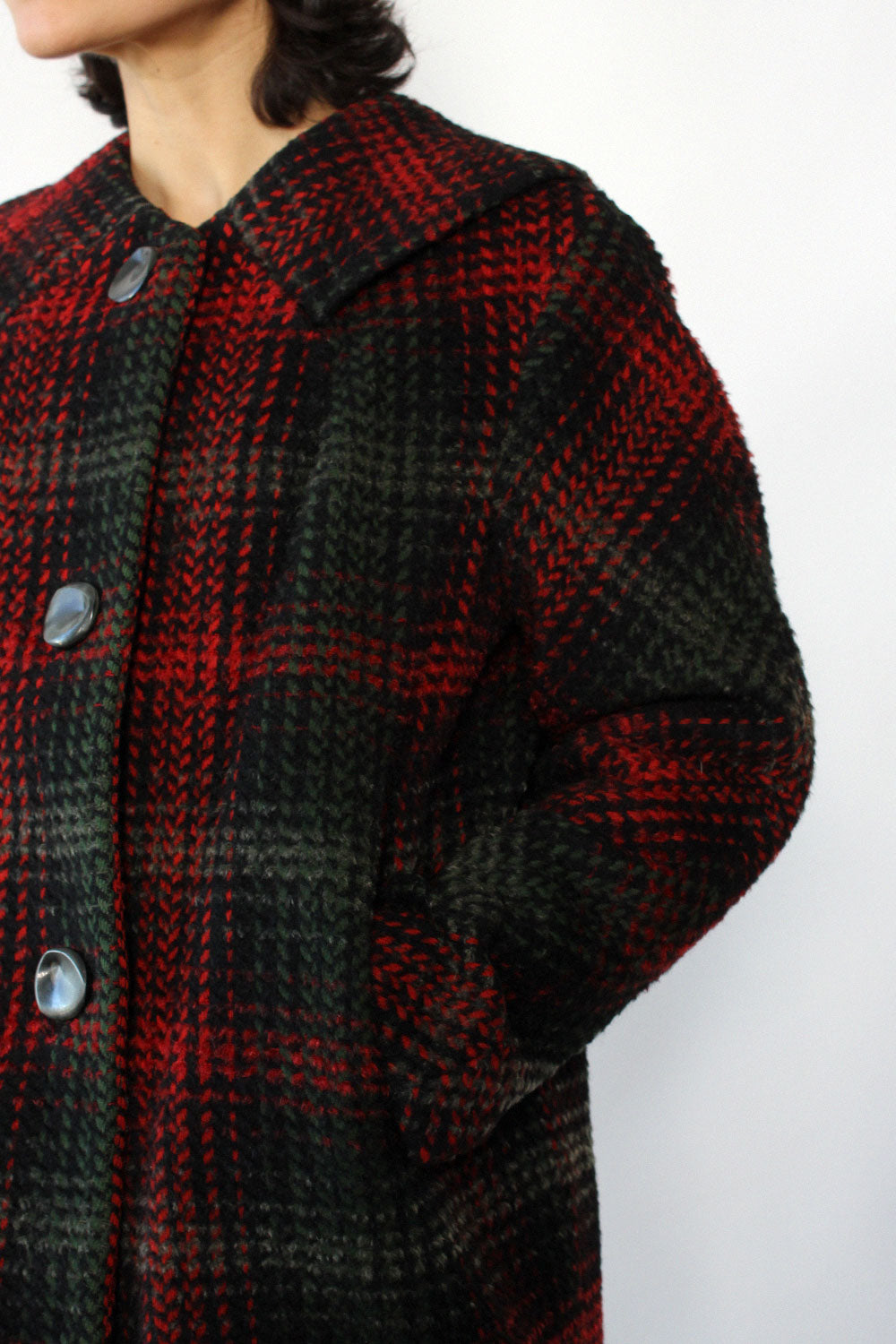 Gradient Plaid Cocoon Coat XS/S