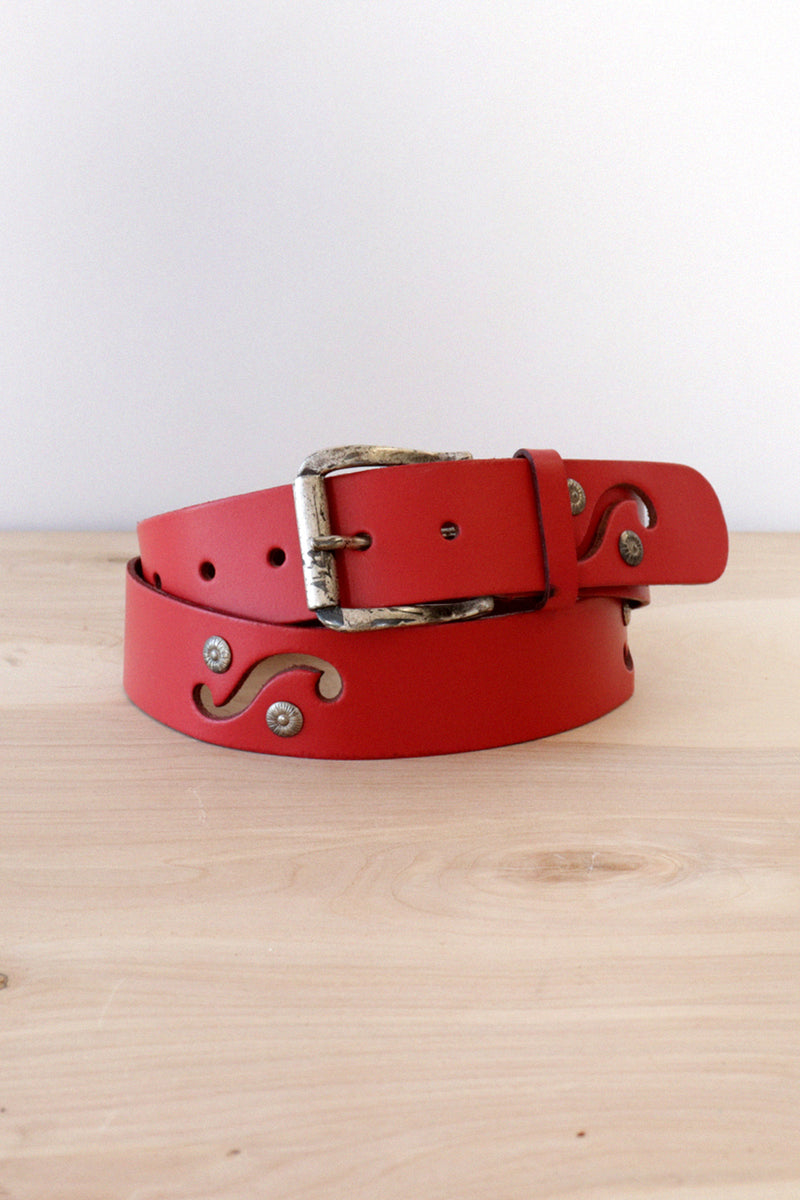 Cutout Red Leather Belt M/L