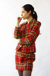 Red & Gold Plaid Skirt Suit XS/S