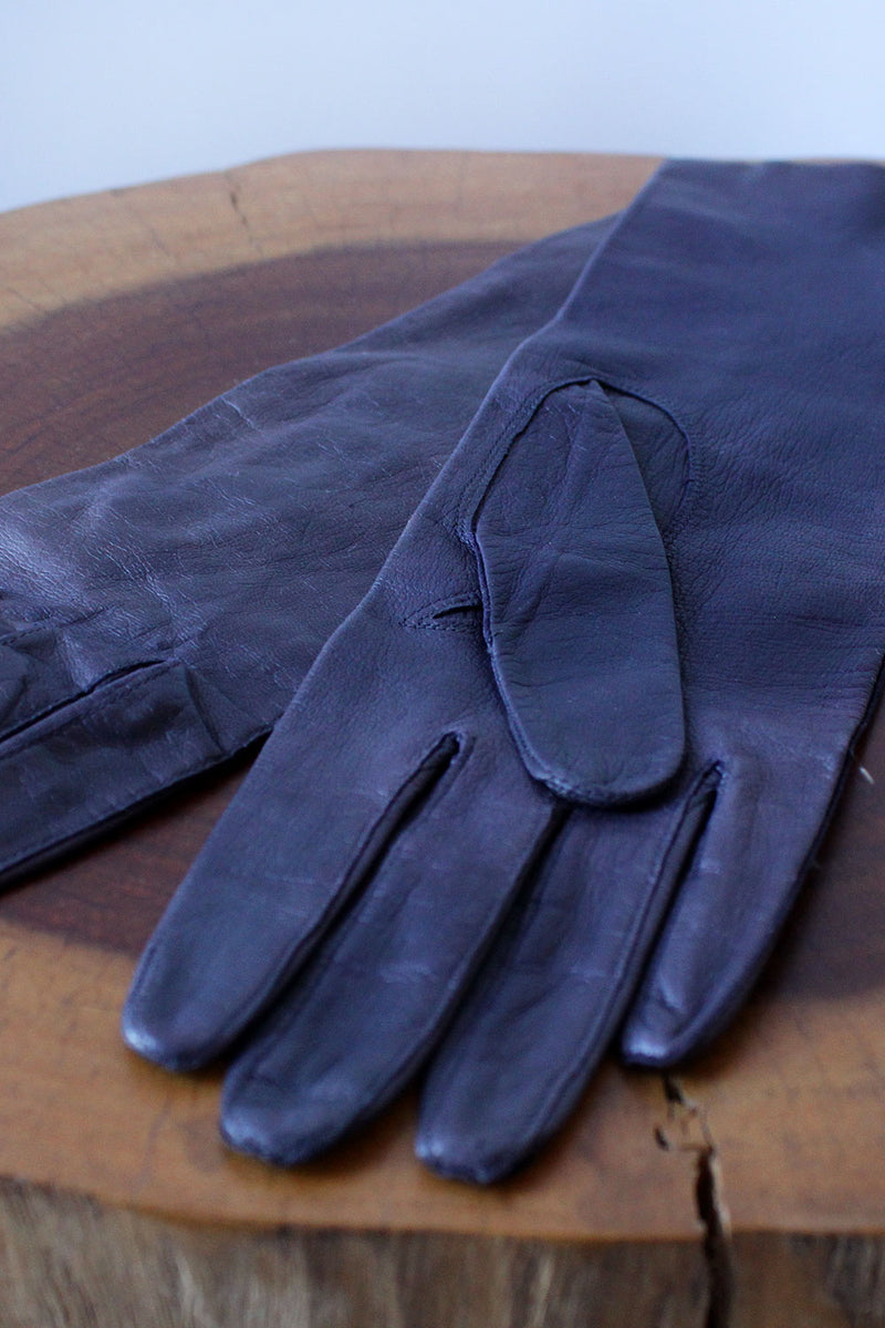 Deep Purple Leather Gloves XS