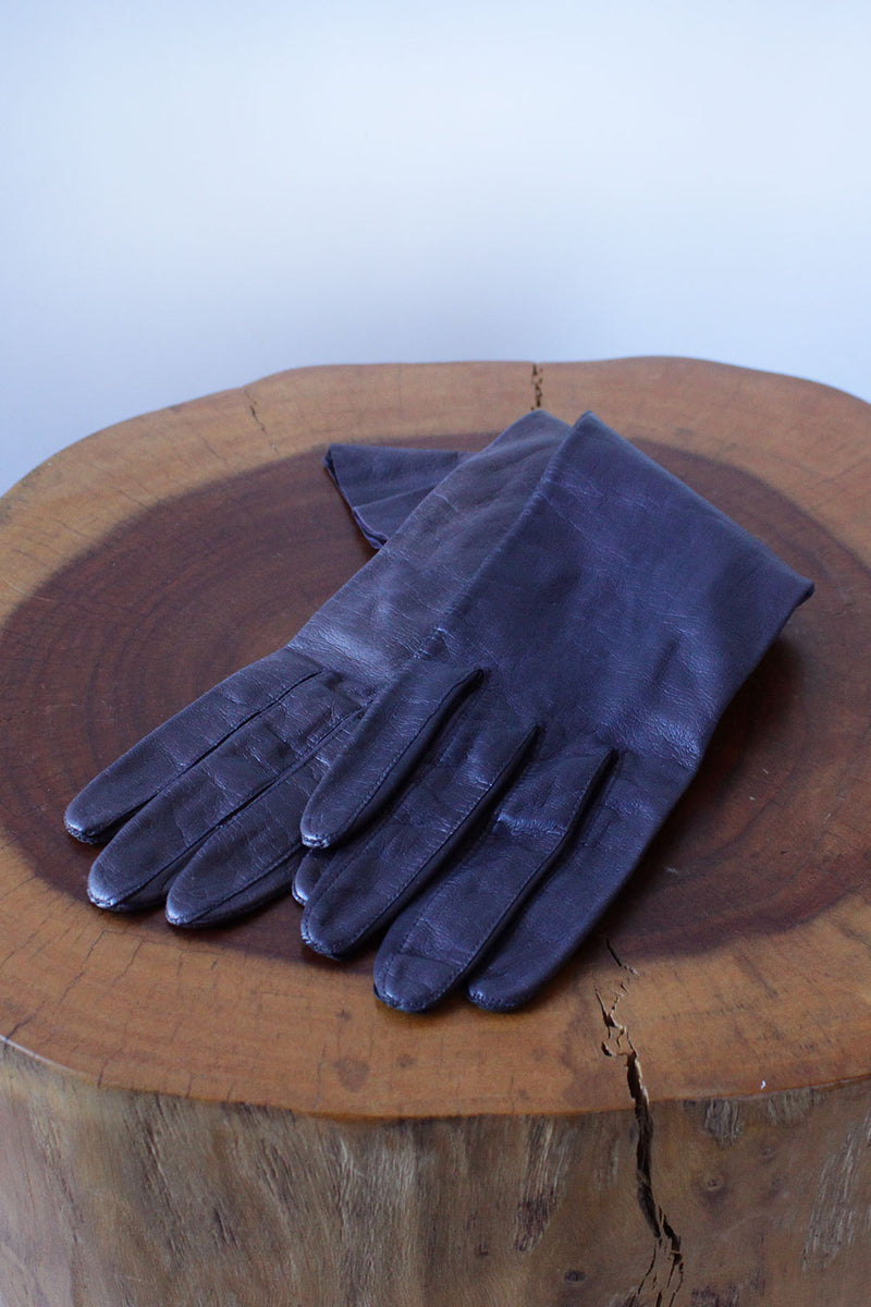 Deep Purple Leather Gloves XS