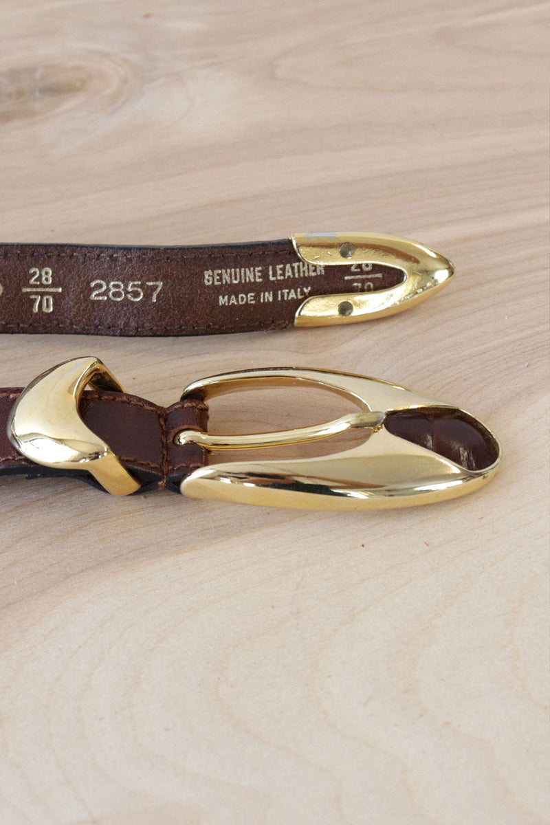 Italian Gold Slider Leather Belt XS-M