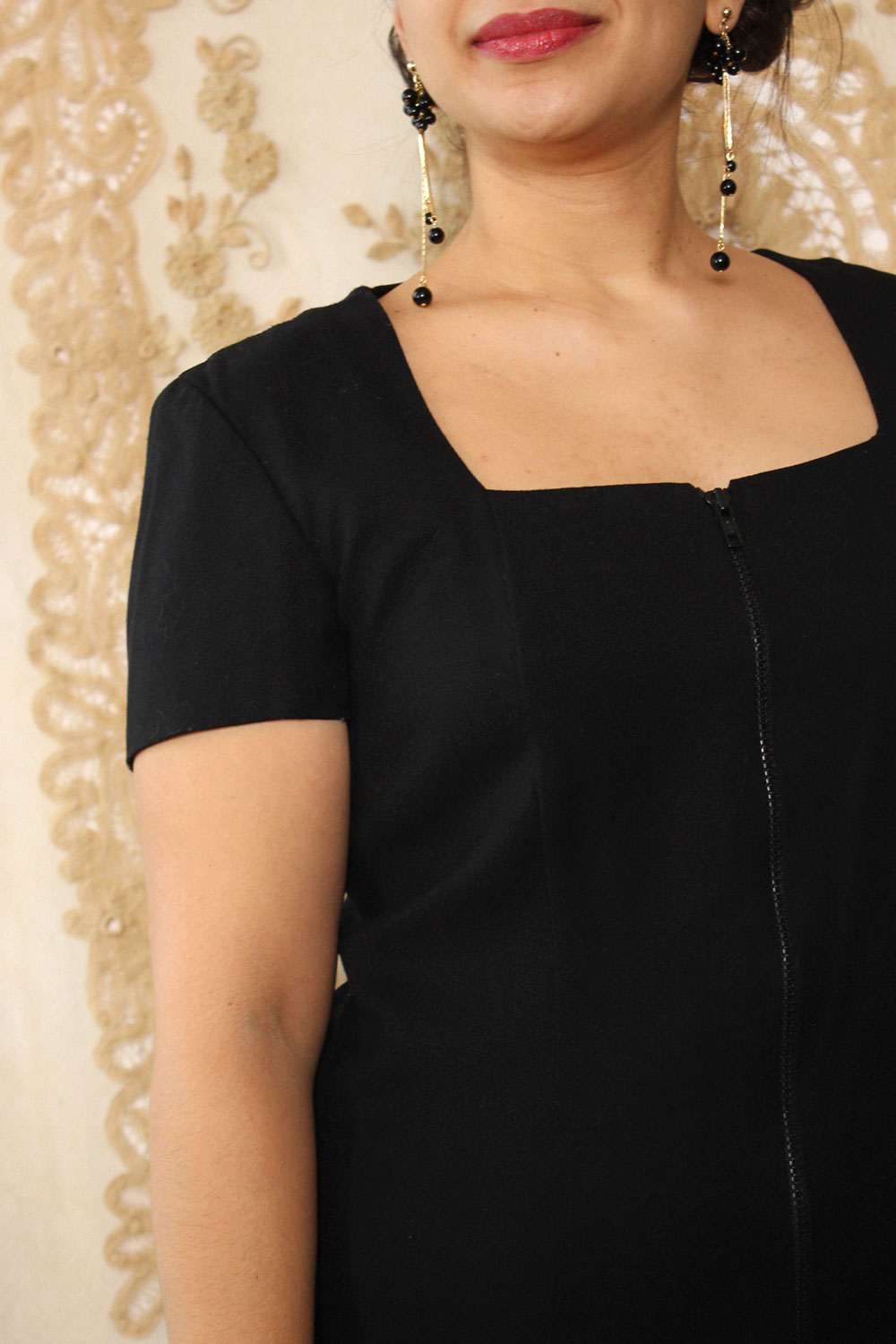 Square Neck Zip LBD L