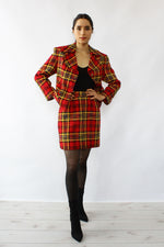 Red & Gold Plaid Skirt Suit XS/S