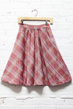 Rose Plaid Flare Skirt XS