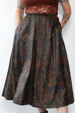 October Floral Leather Flare Skirt XS-M