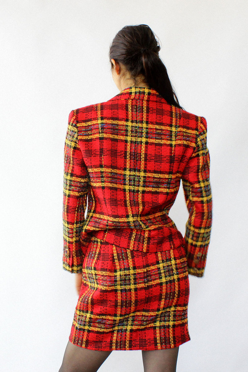 Red & Gold Plaid Skirt Suit XS/S