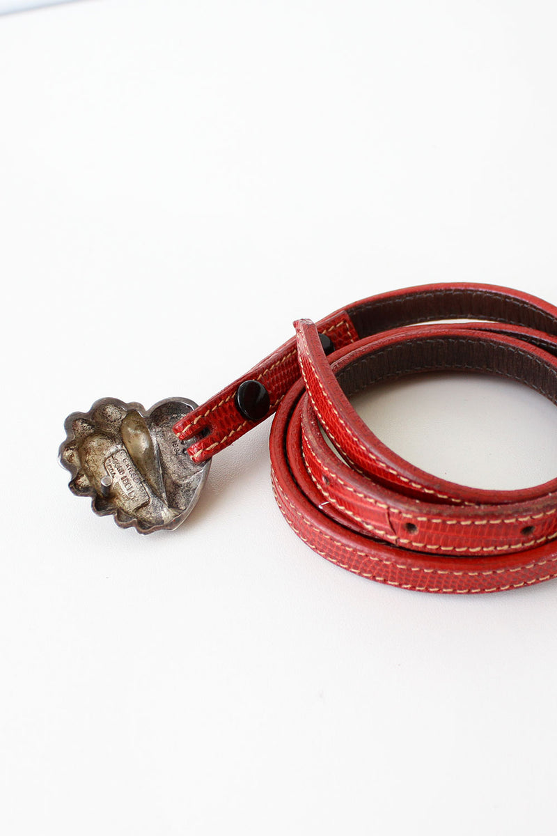 Kieselstein Cord Sterling Heart Skinny Belt