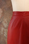 Ruby Red Leather Pencil Skirt M