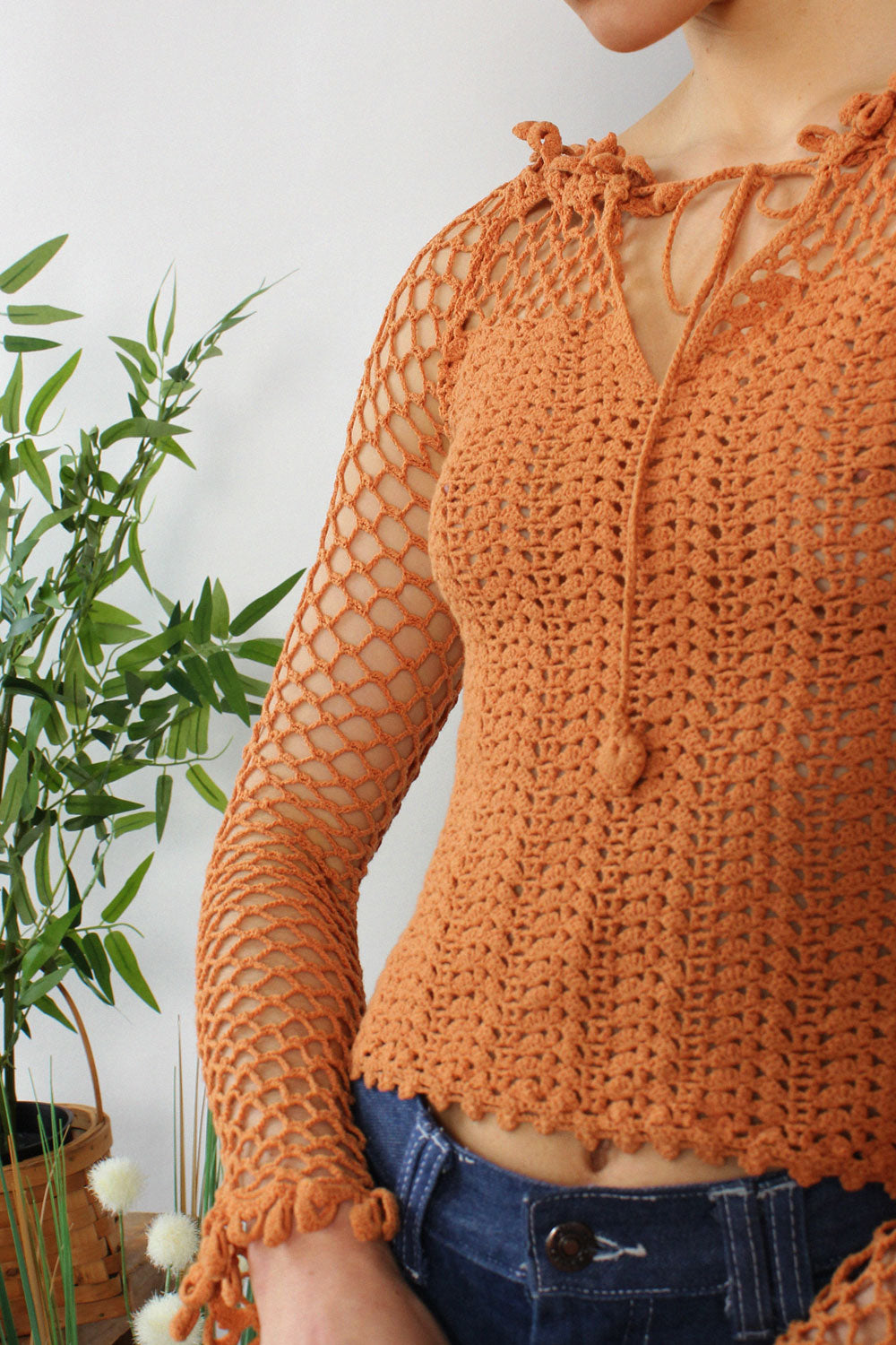 Sunset Orange Crochet Top XS/S